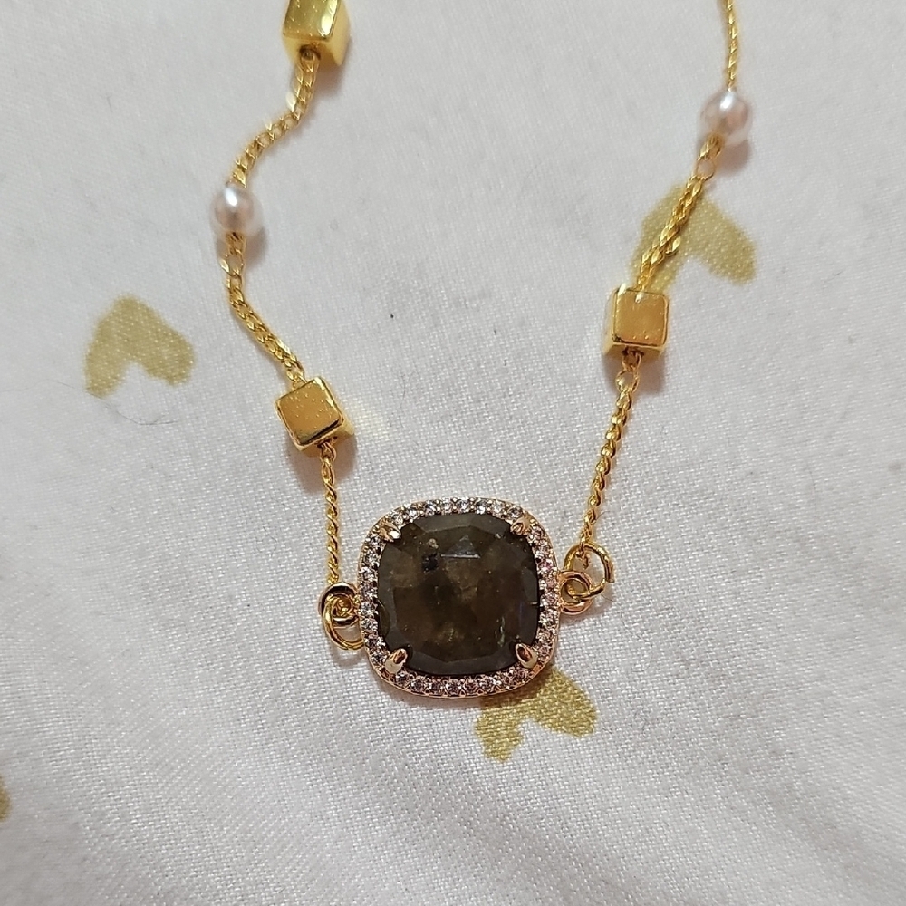 Elegant Gold and Black Labradorite Necklace. One Of A Kind - Picture 2 of 3